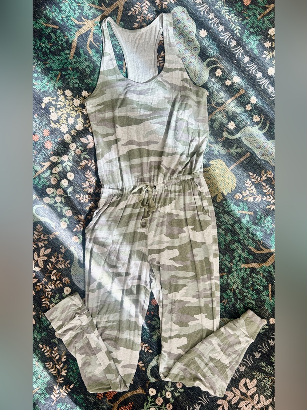 Aerie Camo Print Jumpsuit • Comfy Cotton Jersey • Size Small